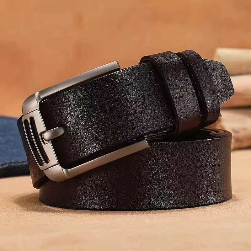 Fashion Simple 3.8CM Wide Cow Skin Men Belt Genuine Leather Belt for Men Casual Luxury Brand Design Belt Man High Quality