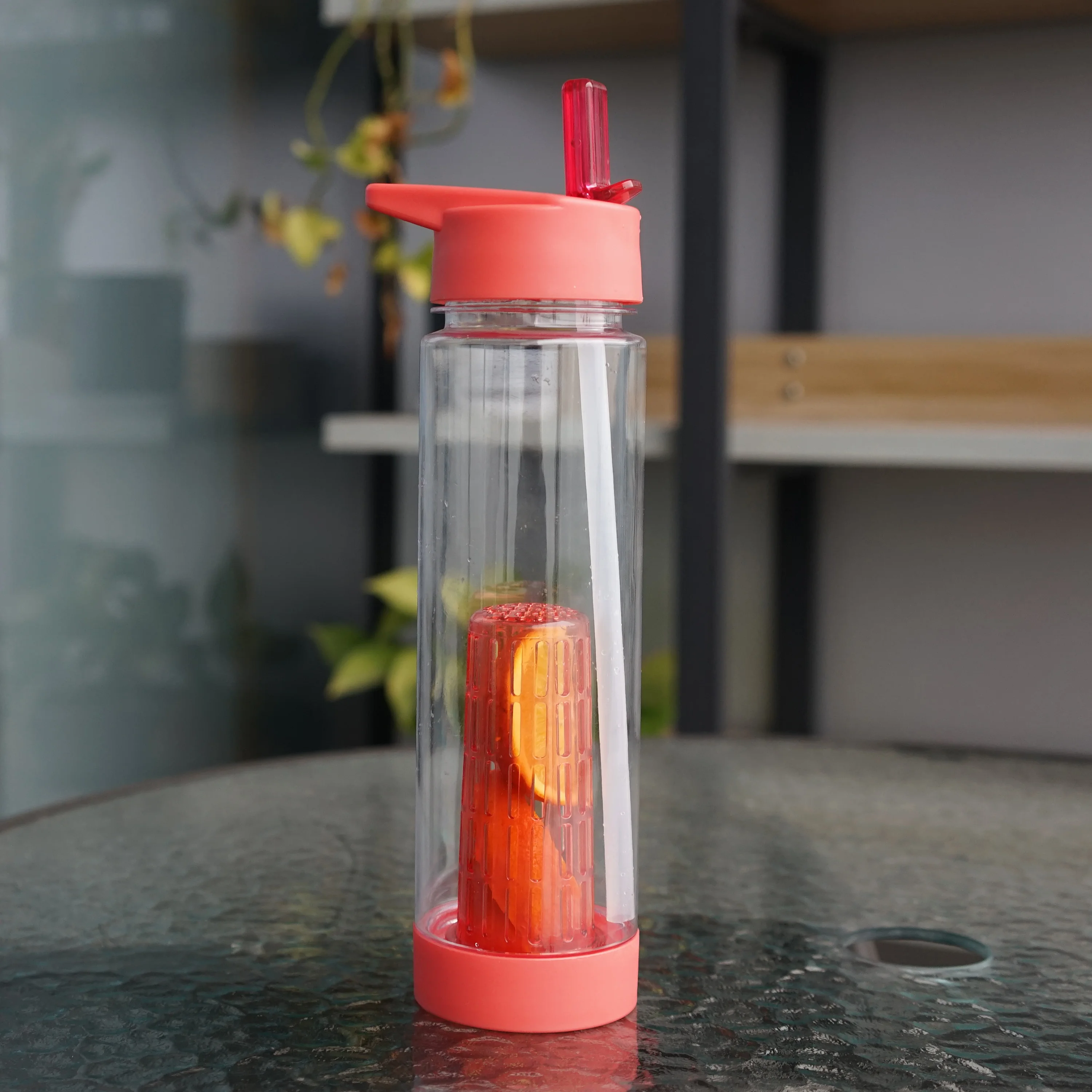 750ml/25oz hot selling cheap BPA Free clean plastic tritan fruit infuser gym sport crystal water bottle with flip lid and straw