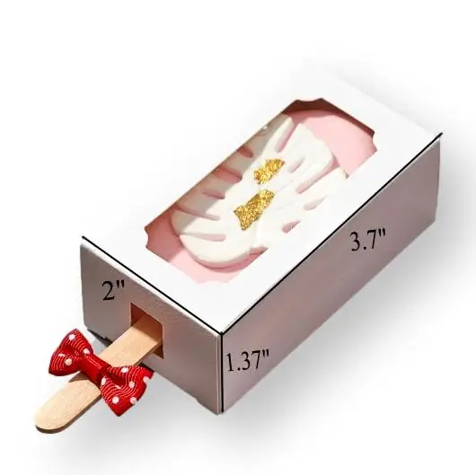 Custom Single Popsicle Cakesicle Gift Box Packaging Set 3.7 X 2.2 X 1.5 Inches White Clear 3 4 Divider Mini Cakesicle Boxes