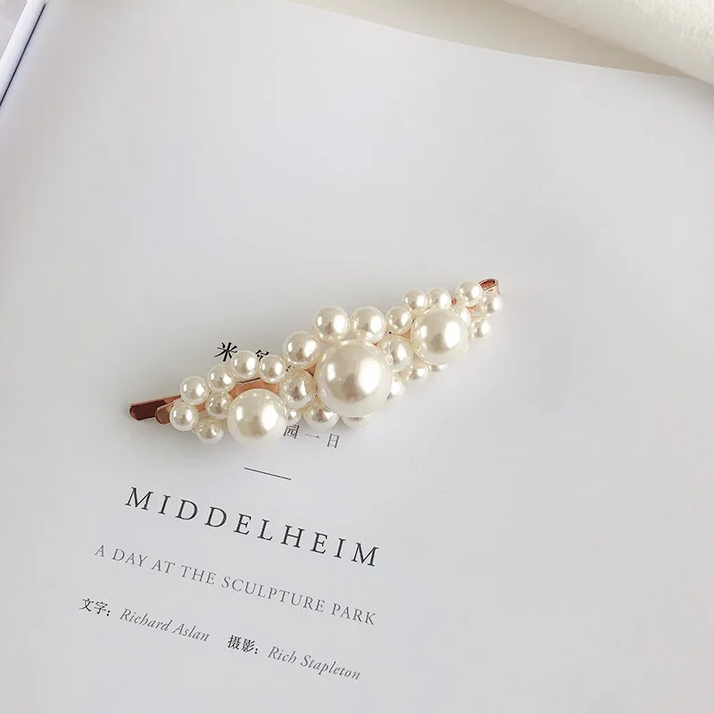 Large Wedding Hair Pins Elegant Rhinestones Barrette for Women Fashion Accessories Girls Hairpin Pearl Hair Clips