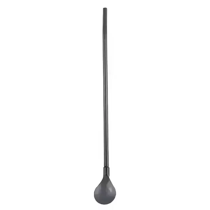 Wholesale creative 304 stainless steel tableware long drink straw spoon Whiskey Cocktail smoothie stirring spoon mate tea spoon