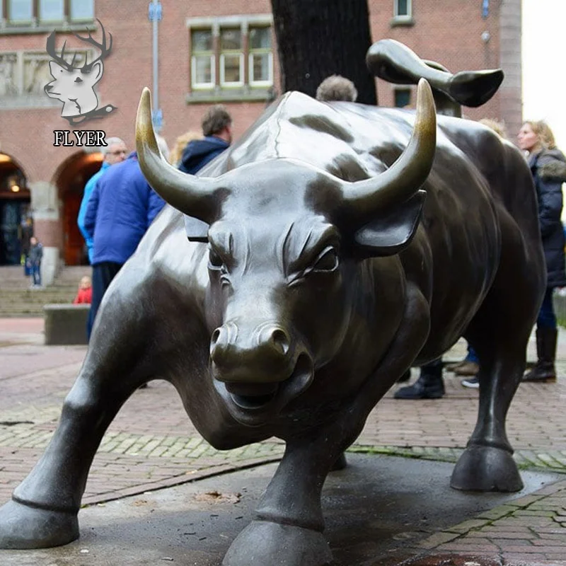 Garden decoration metal art life size street bronze bull statue sculpture