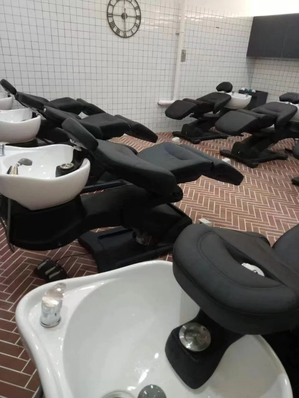 electric scalp therapy hair washing  full recline massage rotate 2 motors beauty salon shampoo bowl chair bed for barber shop