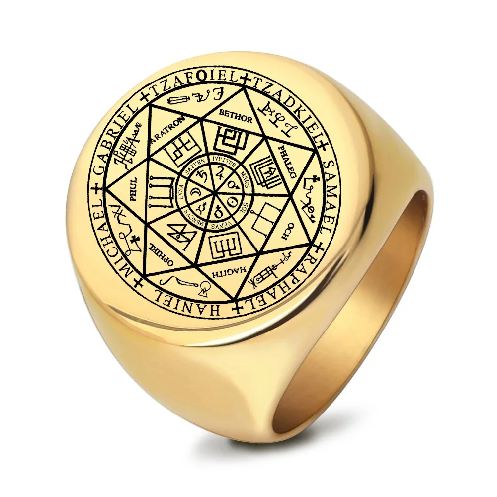 Men Jewelry Star of David Seven Archangels Talisman Protection Amulet Solomon Seal Ring