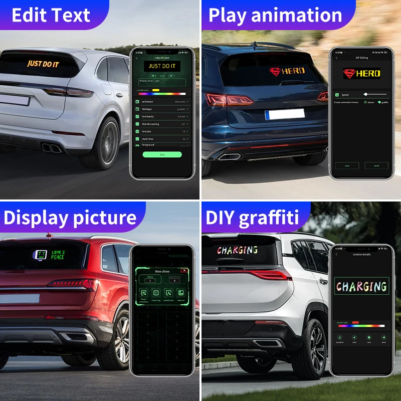 App Control LED Sign Board Programmable Messages Scrolling LED Sign Display for Cars Digital Display LED Matrix Panel