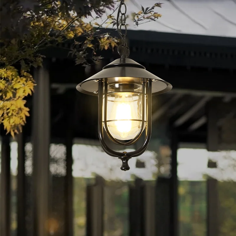 Outdoor retro Rustic Metal loft Vintage industrial Iron glass Antique waterproof LED Outdoor Chandelier  Pendant lamp