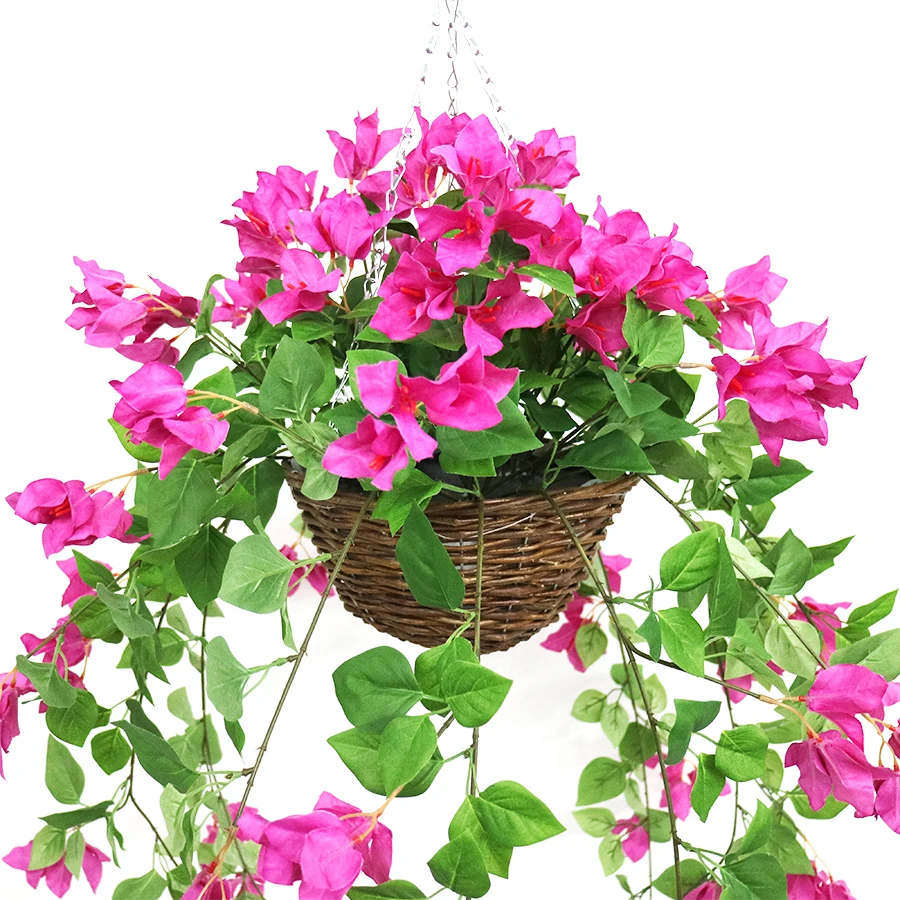 Artificial bougainvillea flowers hanging with basket arrangement