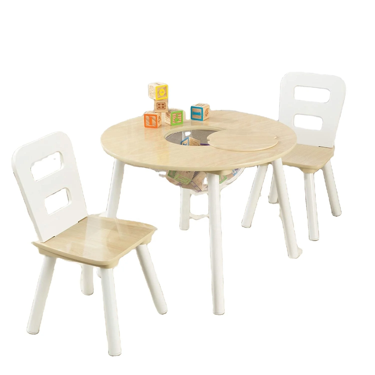 Круглый деревянный стол для хранения с 2 стульями детская мебель игровой комнаты и спальни