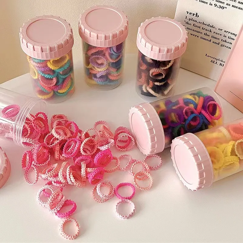 Wholesale 100pcs/Box Girls Hair Accessories High Elastic Hair Ties Damage Less Ponytail Seamless Hair Rope Ties