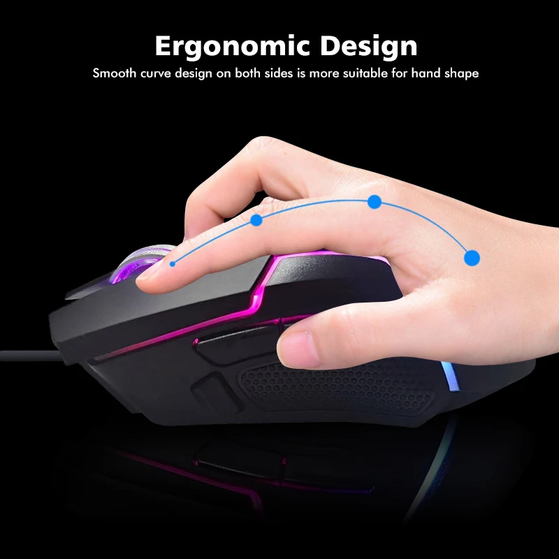 Проводная мышь игровая otical компьютер 7 Кнопка точек на дюйм Эргономика игровая мышь 3600 точек/дюйм “дышащими” световыми индикаторами игровой коврик для мыши
