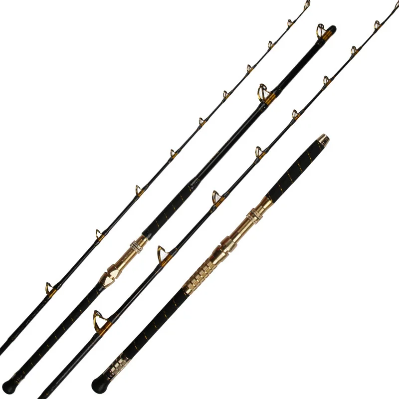 New 80-130lbs heavy jigging Trolling Rod  Big Game FUJI rings Fishing Rods Fiberglass Deep Sea Saltwater boat rod in stock