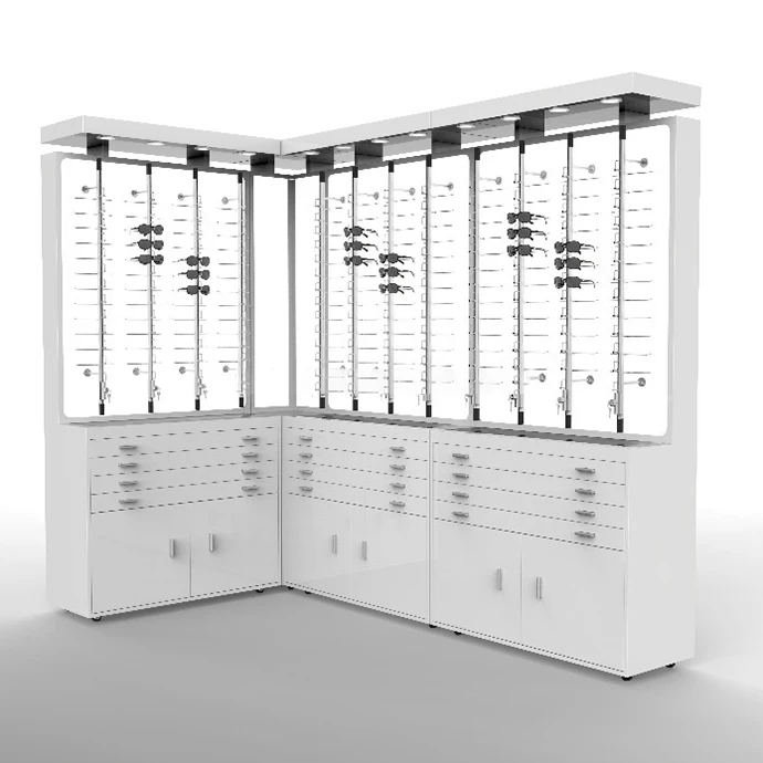 Магазин оптических очков, напольная стойка для очков со светодиодной подсветкой, Запираемая стойка для очков, демонстрационная стойка, деревянный шкаф для солнечных очков для магазина очков