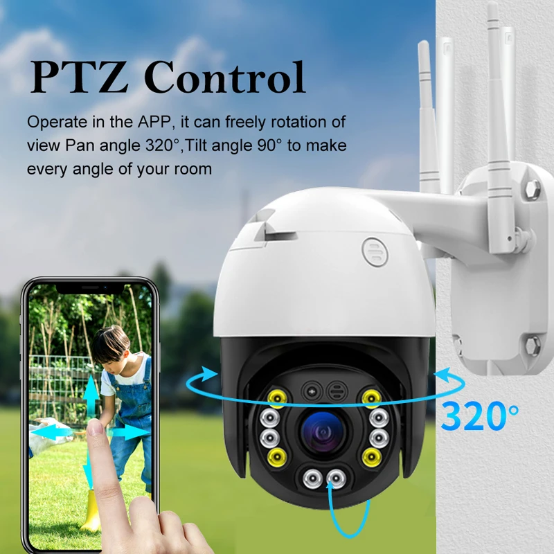  Цветная камера ночного видения 1080P P2P видеонаблюдения 4G Smart CCTV PTZ 2MP отслеживание движения человека цифровой зум камеры на открытом воздухе