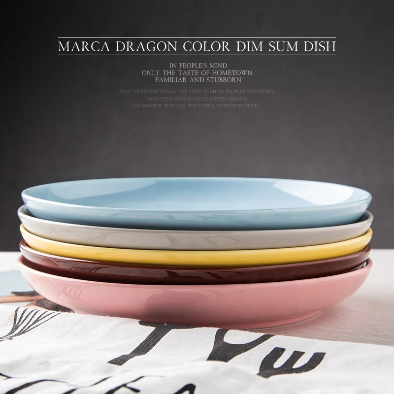 
Multicolor Cheap Round Porcelain Dinner Plates 8 Inch Set of 6 Hot Assorted Colors Stackable Easy cleaning Serving Sushi Dish 