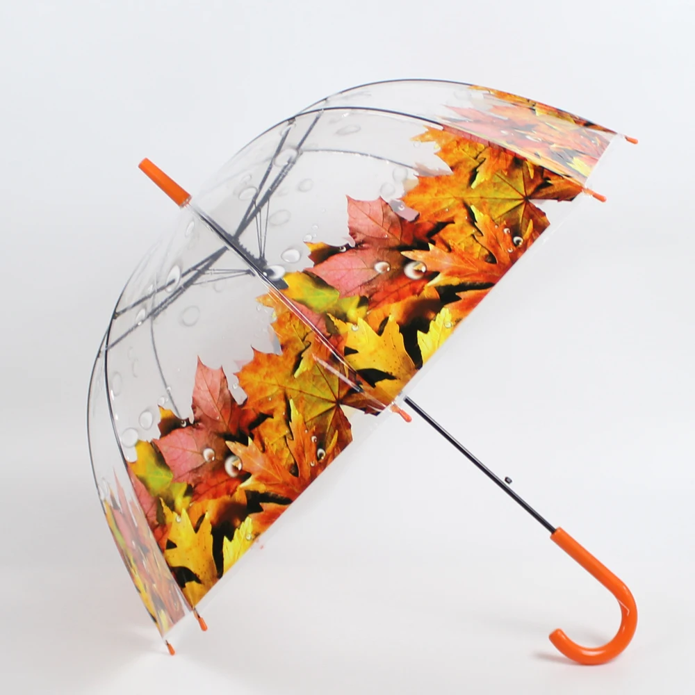 umbrellas with logo Plastic umbrella Most popular straight auto open cheap straight j handle dome umbrella flower design