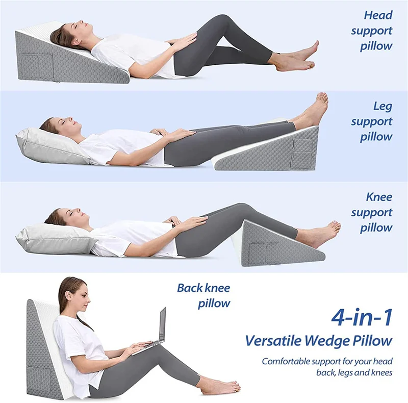 Recently Popular Knee Support Memory Foam Pillow Portable Steady Handle Two Specially Designed Pockets Wedge Pillow