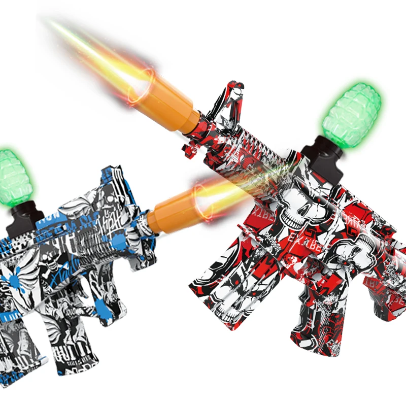 Luminous automatic shooting simulation fire-breathing special crystal bullet water bombs gun AK47 QB95 P90 M416 for kids toys