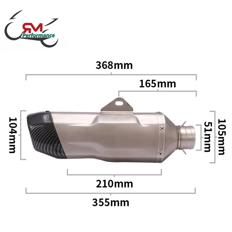 New Design Universal Motorcycle Exhaust For MT09 R1200GS Ninja 400 F750GS Modified Muffle 51mm Muffler Silencer