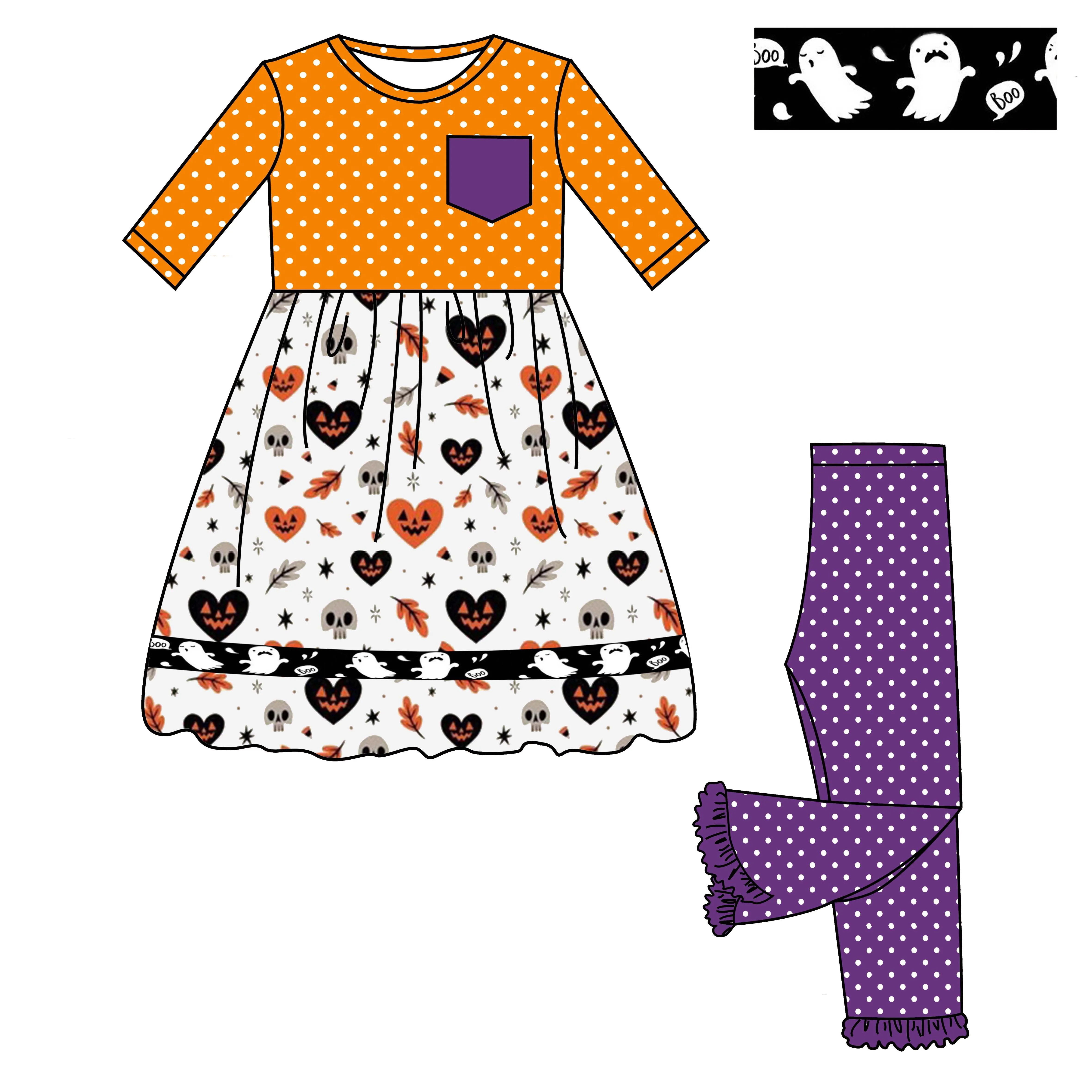 Fashion toddler girl clothes baby ruffle pants outfits boutique children clothing Halloween