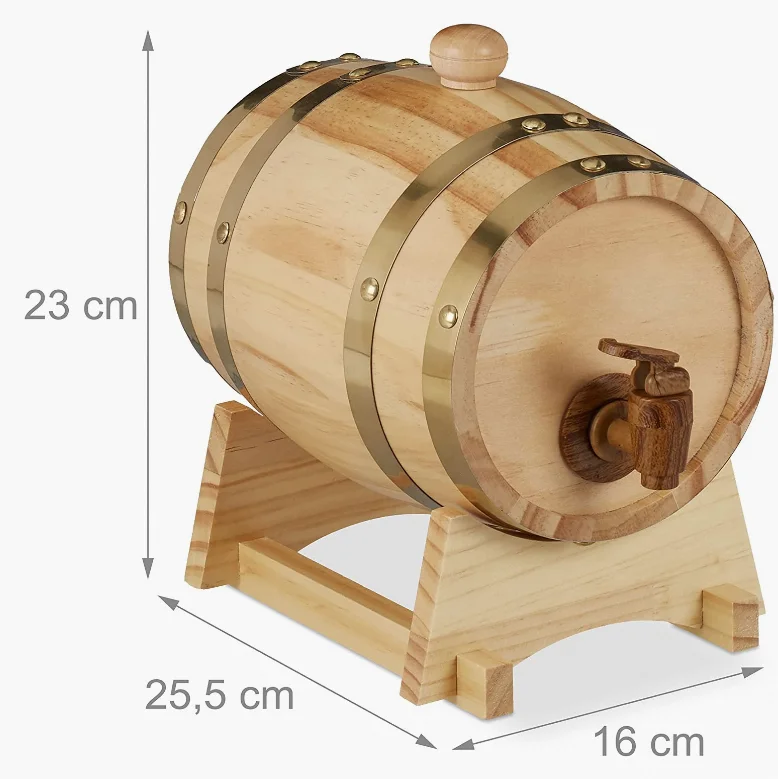 3L Wooden Barrel Beech Wine Barrel wood wine Barrel for Wine Brewing aging Whiskey