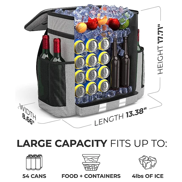 Waterproof 600D Polyester Soft Cooler Bag Backpack Fabric Leakproof PEVA Lining Wine Bottle Insulated Picnic Cooler Backpack