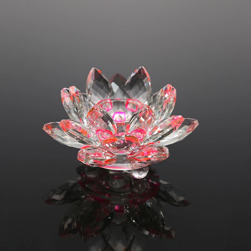 CJ-Hot Sale Colorful Crystal Tea Light Candlestick Holder Crystal  Flower Lotus Candle Holders