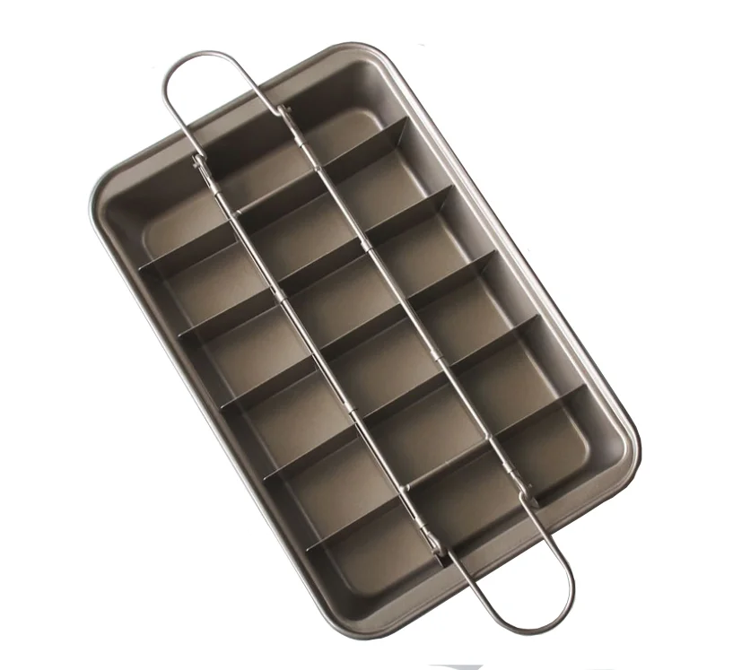 Brownie Pan Cake Baking Pan / Square  Mould / Bread / Solid Bottom 18 Grid Mould