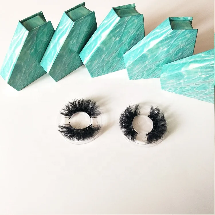 6D dramatic mink eyelash with packaging box handmade fluffy individual eyelashes 27mm long thick strip false lashes