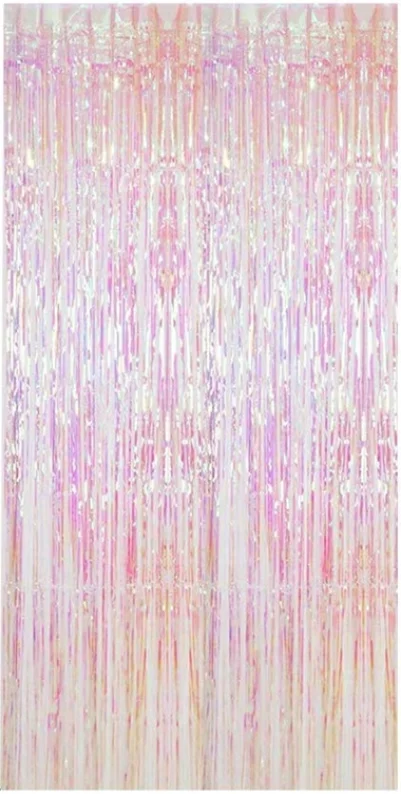 Shimmer Metallic Foil Square Curtain Birthday Wedding Supplies Rose Gold Factory Made White 1.5*3M