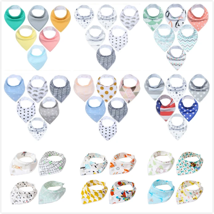 Newborn Absorbent Cloth Baby Bibs Waterproof Triangle Cotton Cartoon Child Bibs