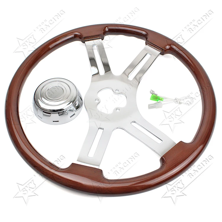 18 Inch 450mm 4 Spokes 18inch Wood Semi Trailer Semi-Trailer Wooden Truck Steering Wheel for Freightliner Kenworth Peterbilt