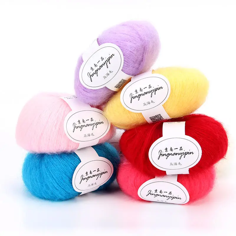 New high quality wool and mohair blend yarns in many colors for hand knitting and weaving