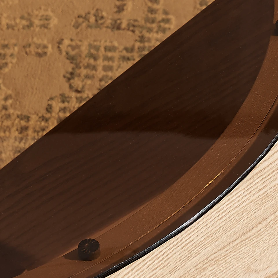 Luxury Solid Ash Lumber Wood Dining Table With Glass Table Top Modern Style Round Dining Room Table and 4 Chairs Natural Wooden