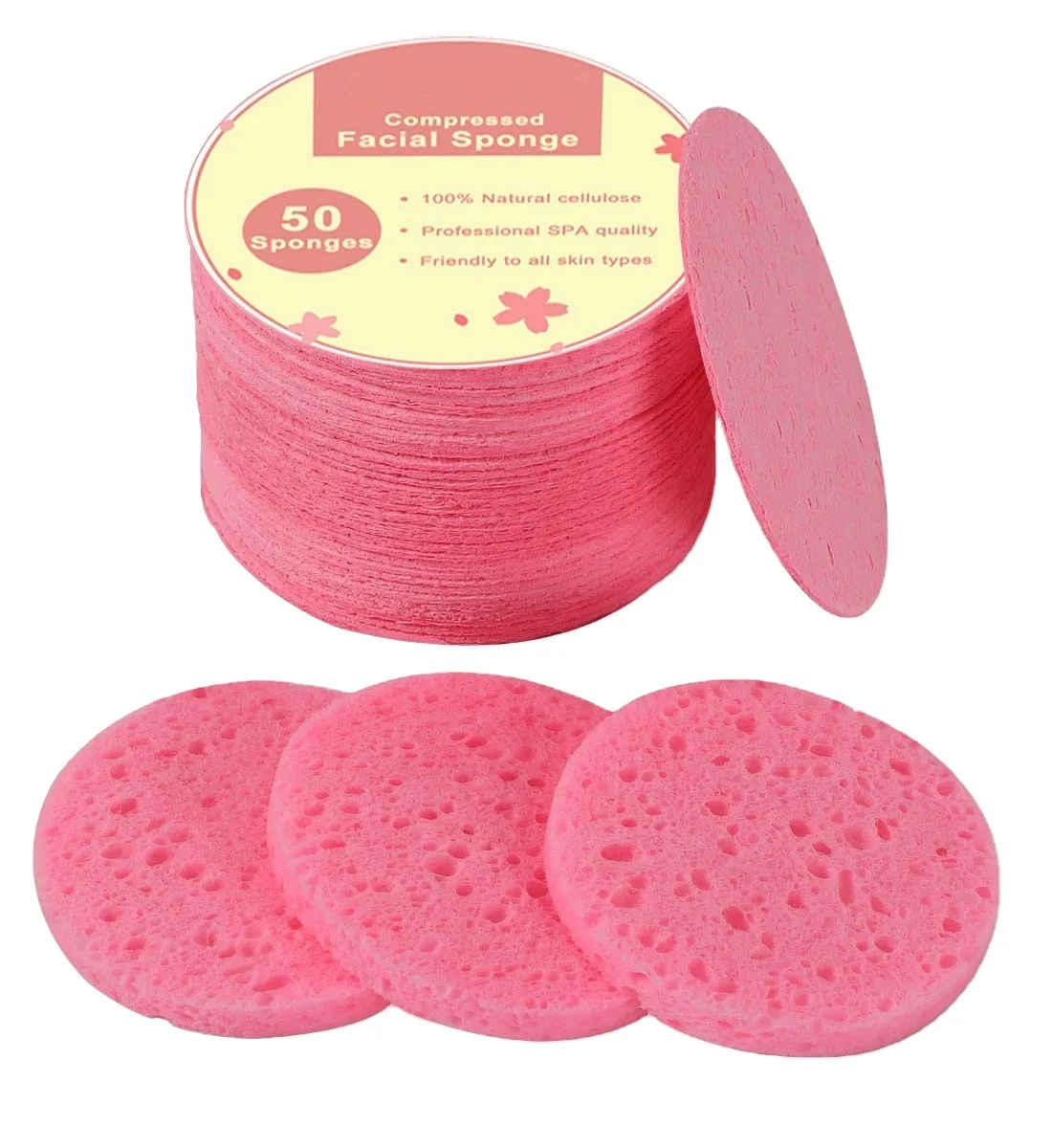 2021 New Compressed Facial Sponges Natural Cellulose for Facial Cleansing Sponge