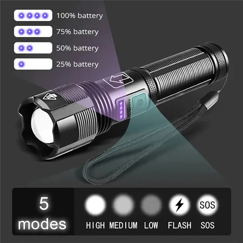 XHP50 USB rechargeable tactical hunting camping flashlight water proof torch light long range convoy flashlight