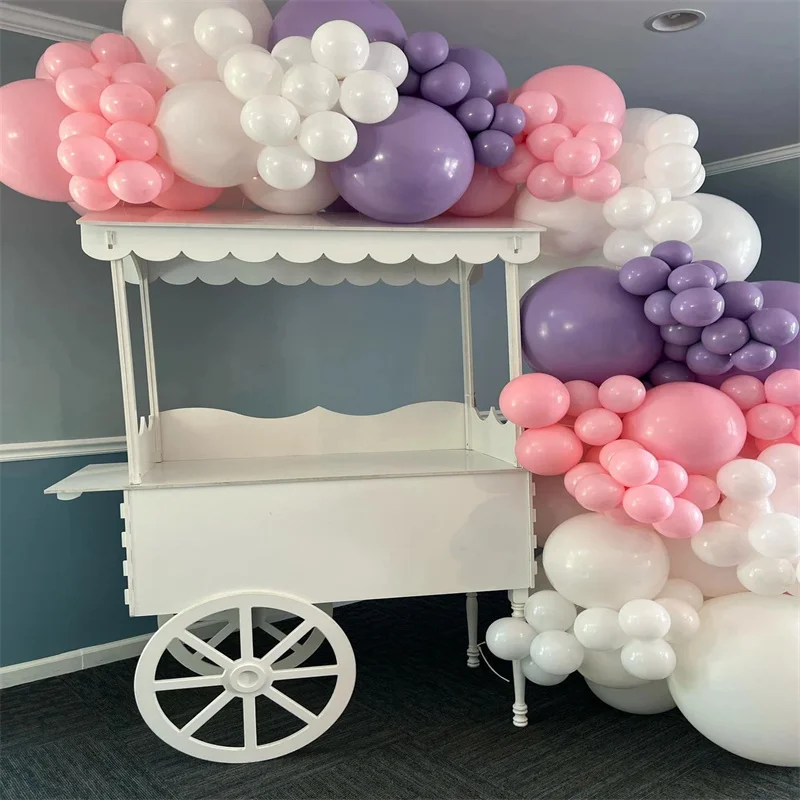 Amazon Hot Sale Customized Wooden Flower Candy Bar Cart With Wheels For Wedding Children Christmas Dessert Party Display Stand
