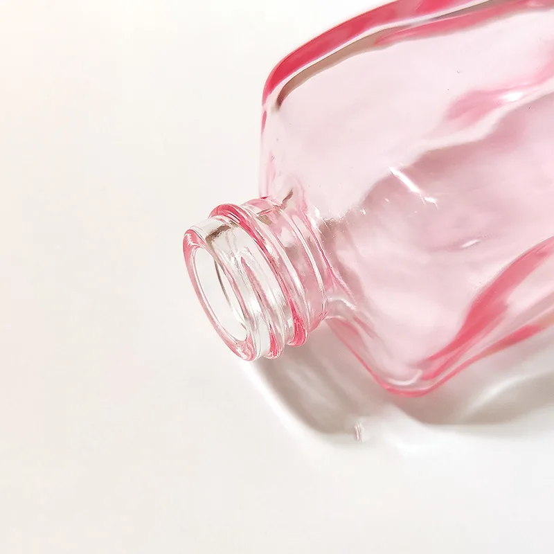Pink Serum Glass Bottles 35ml Square Foundation Bottles Color Box Cosmetic Lotion Bottles
