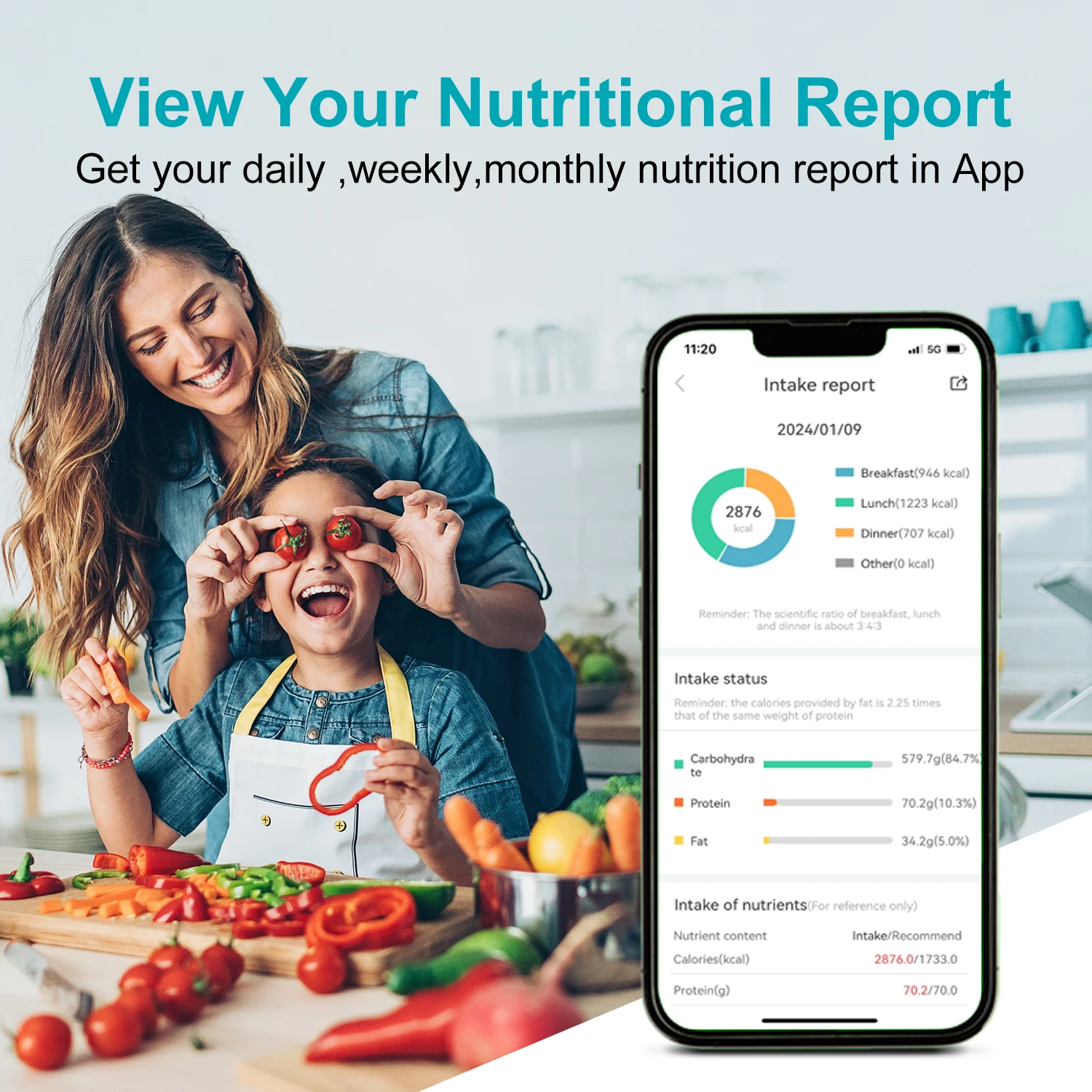 Smart Nutrition Tempered Glass Digital Weighing Food Scales Electronic Kitchen Scale