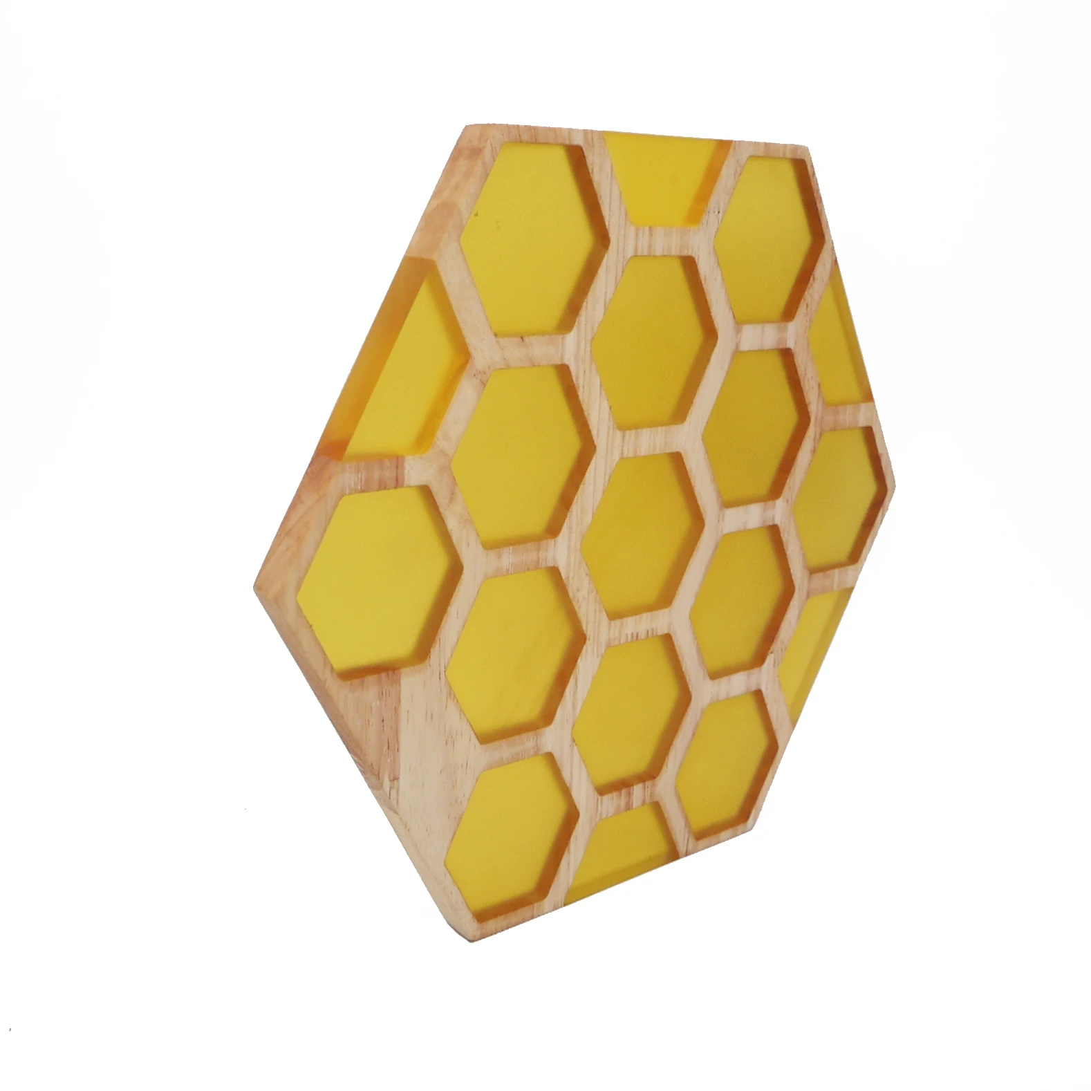 Home Decoration Hexagon Cheese Board Epoxy Resin Honeycomb Wooden Cutting Board