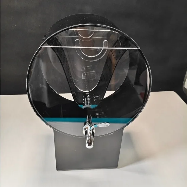 Round Black Plastic Drink Dispenser with Spigot Convenient Tabletop Beverage Dispenser