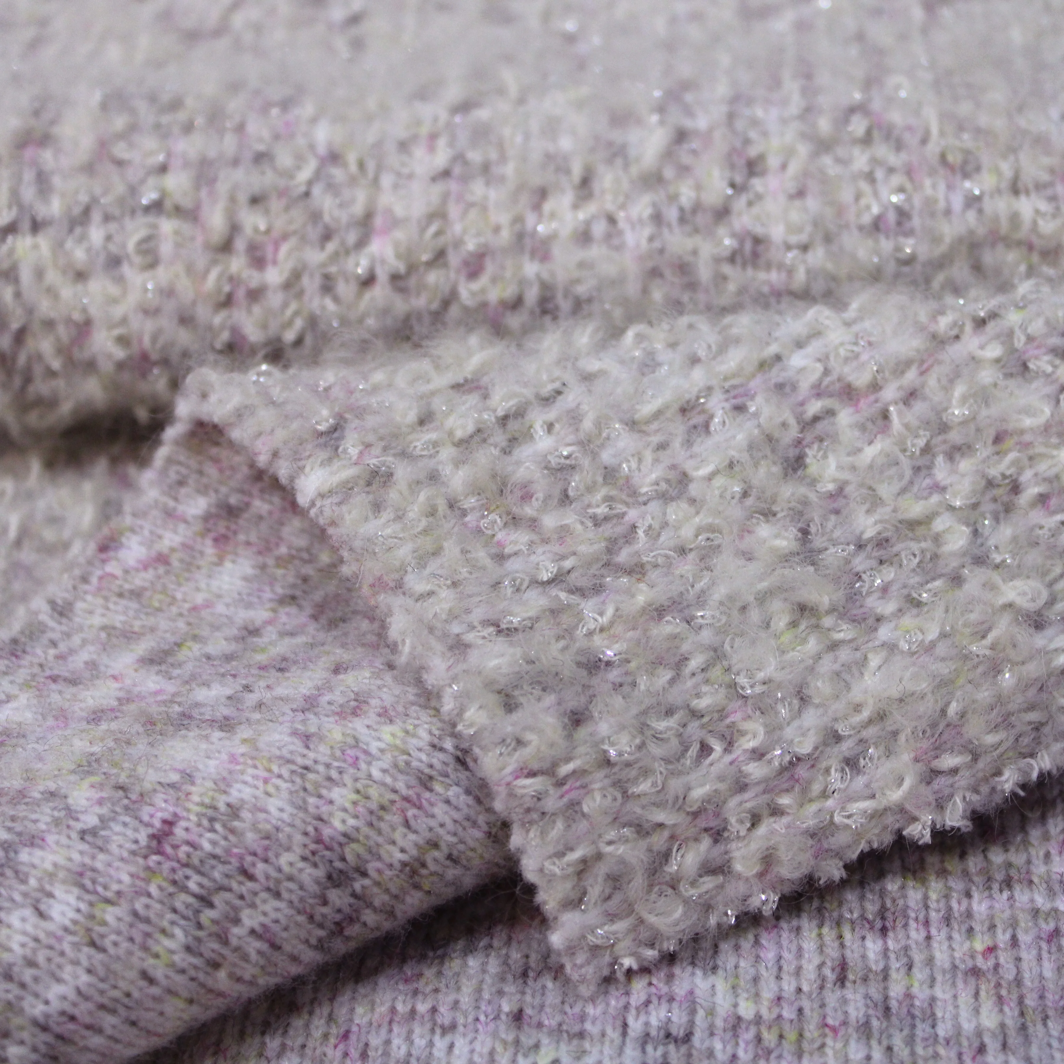 2023 New Arrivals Manufacture Best Selling Price High Quality Bright Silk Sliver Fancy Yarn Loop Wool Mohair Alpaca Knit Fabric