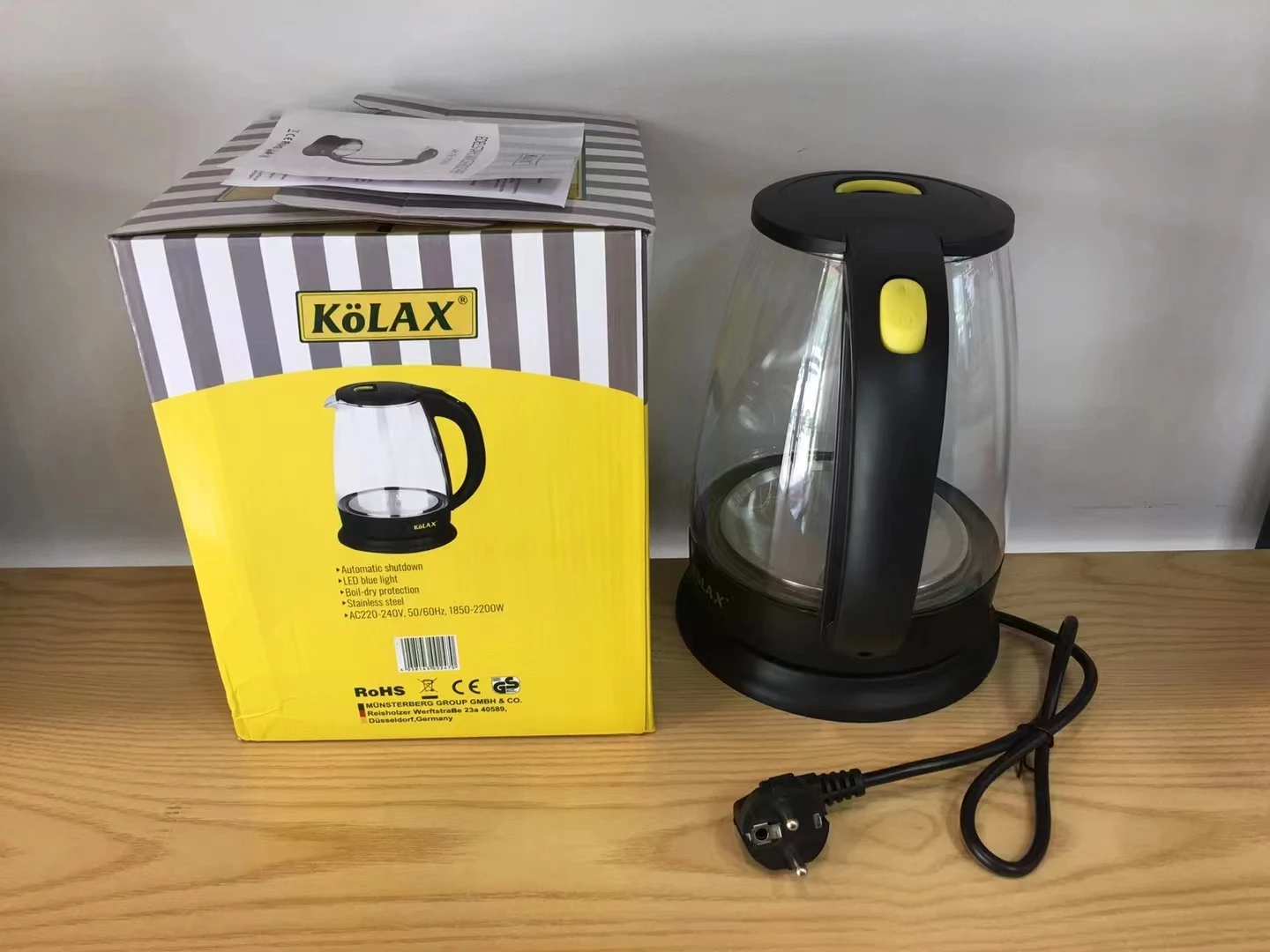 Topsale 2L glass electric tea kettle water boiler auto-shutoff tea kettle