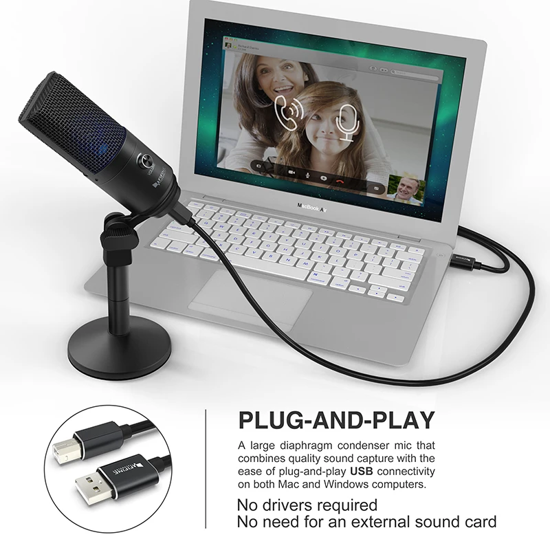  Fifine K670B веб-трансляция потокового USB Cavo Microfono Совместимость с ПК