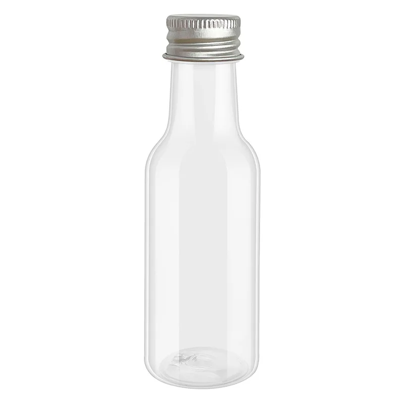 2024 50ML PET Clear Plastic Oil Bottle with Anti-theft lid Clear Empty Bottle Drink Beer Juice 100ml Small Wine Bottle