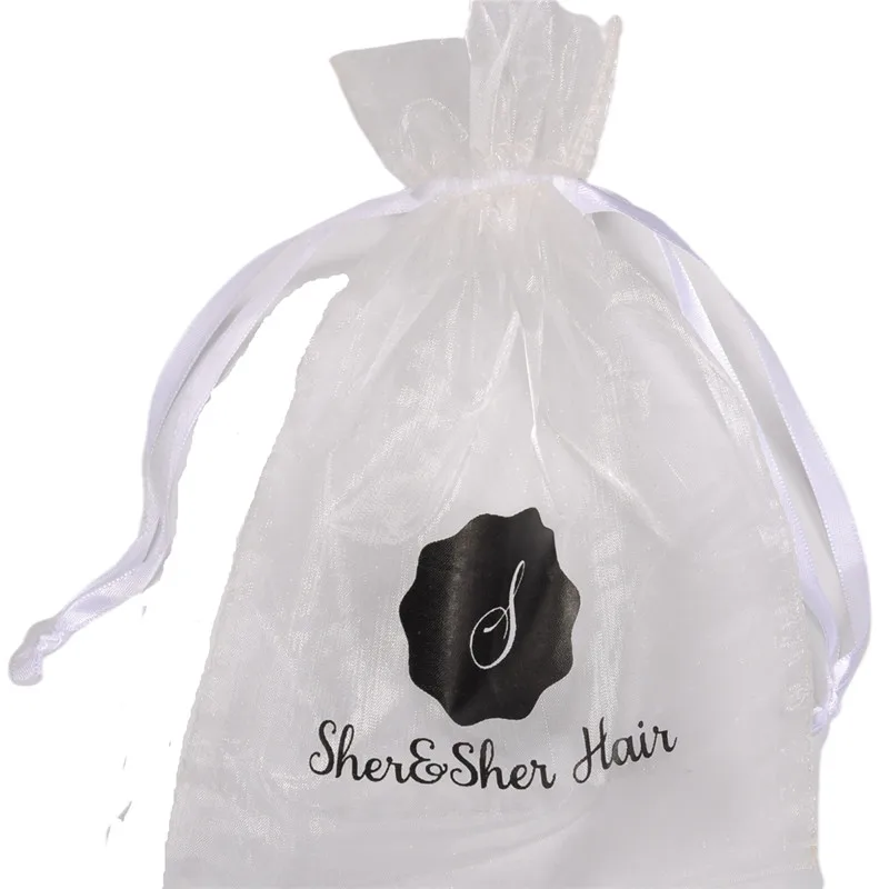 
Wholesale Custom Small white Organza Jewelry skin care Drawstring Pouch Bags With black Logo 
