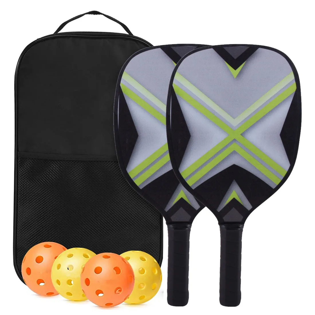 Premium Quality Pickleball Set with Indoor Outdoor Balls and wooden Paddles Complete Paddleball Set with Full Cover Bag