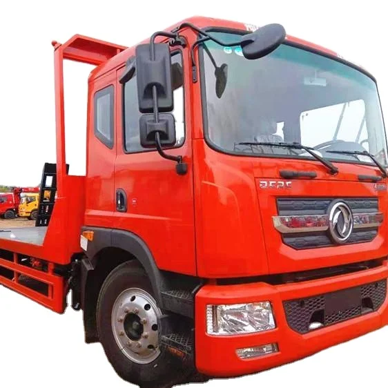 Low price China Dongfeng 4X2 6.8m flatbed cargo truck for Transport excavator loader heavy machines