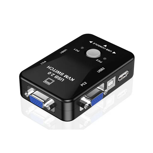 KVM Switch 2-Port USB VGA KVM Switch Box Adapter for PC Monitor and Keyboard
