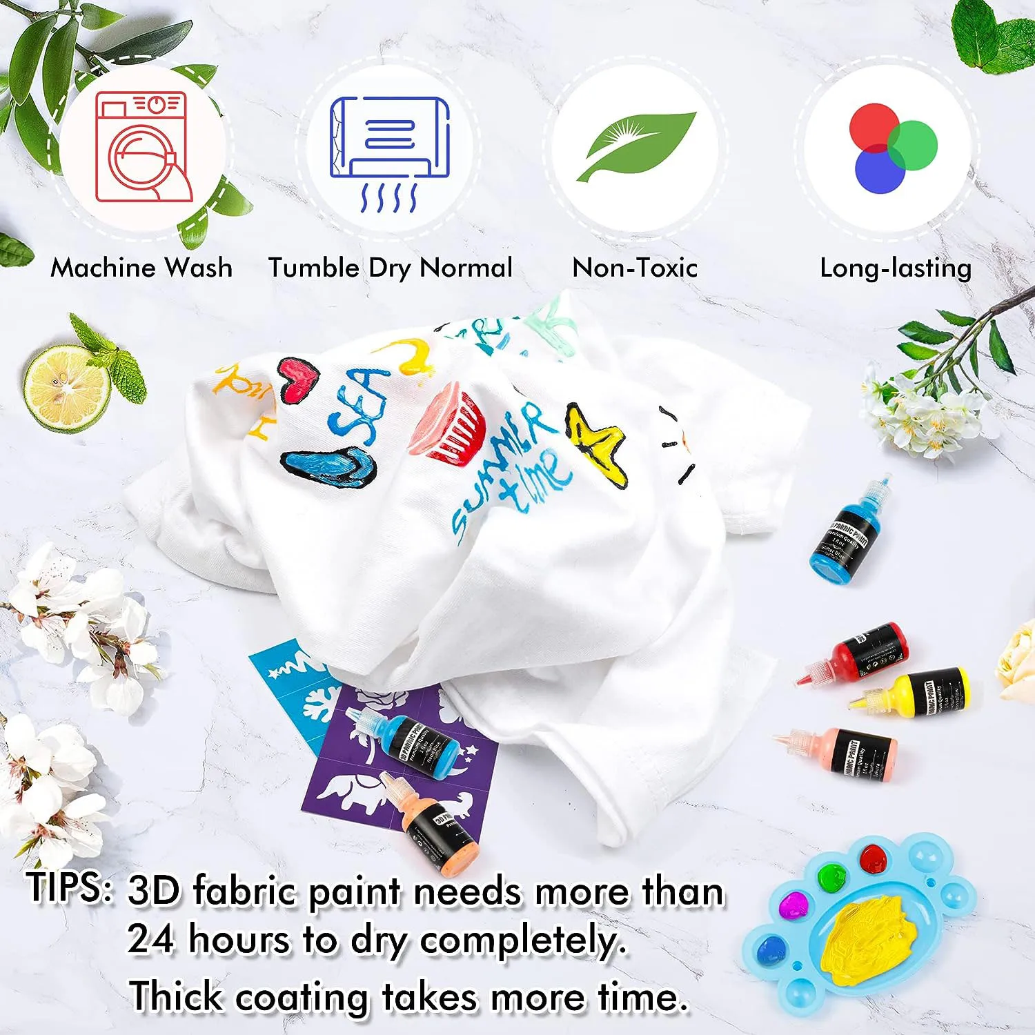 45 colors 3D permanent fabric paint for clothes fabric paint glow in the dark metallic paint for fabric