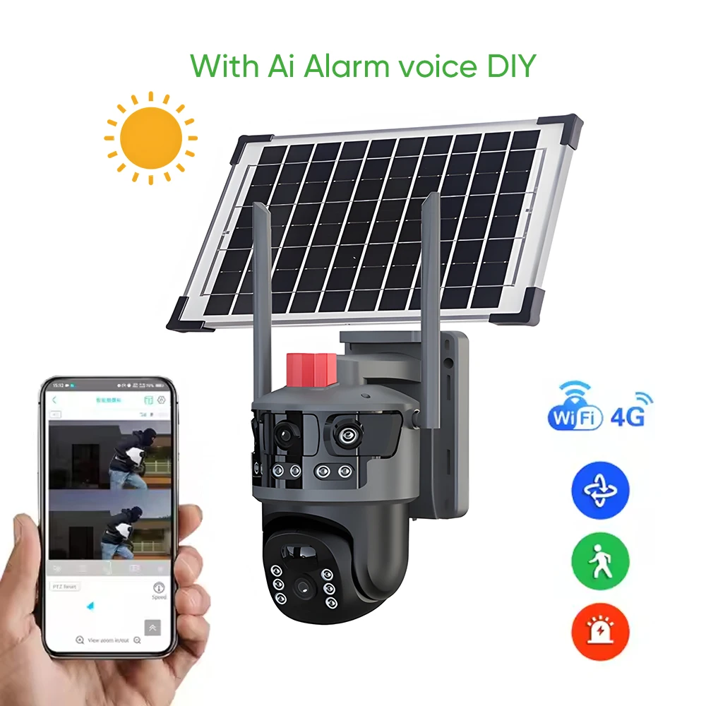 Solar Outdoor Security Camera System 600W Wireless Solar Power Kit Camera With 1 LENS